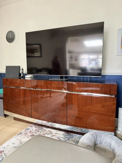 Italian Walnut Gloss Extending Dining Room Table with 8 chairs + 2 Carvers & Sideboard — image 6