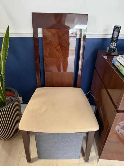 Italian Walnut Gloss Extending Dining Room Table with 8 chairs + 2 Carvers & Sideboard — image 5