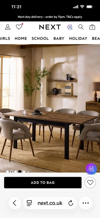 Next Rectangular Retracable and extendable dining table — image 6
