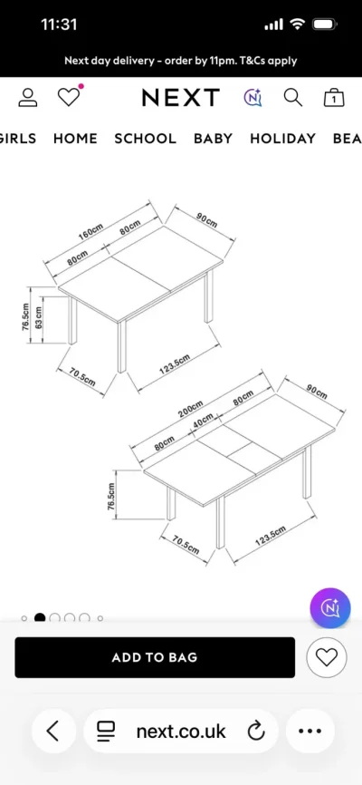 Next Rectangular Retracable and extendable dining table — image 5