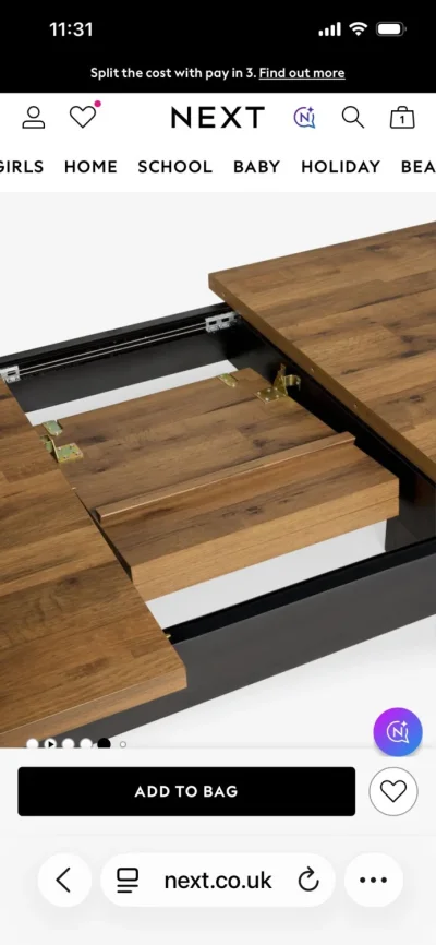Next Rectangular Retracable and extendable dining table — image 4