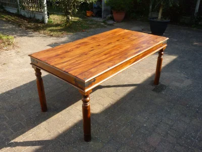 Lovely 8 Seater Dining Table with Iron corner straps on Furnish Well