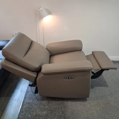 Grey electric recliner armchair (genuine leather) — image 7