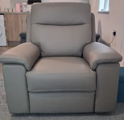 Grey electric recliner armchair (genuine leather) on Furnish Well
