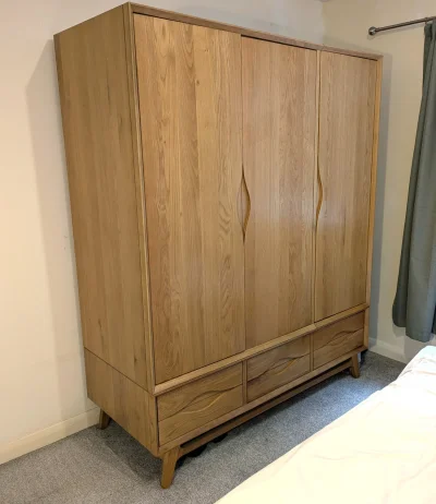 Oak Furnitureland Ellipse Natural Solid Oak Triple Wardrobe on Furnish Well