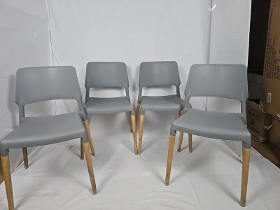 Set of 4 Modern Grey Dining Chairs – Scandinavian Style – Wooden Legs on Furnish Well