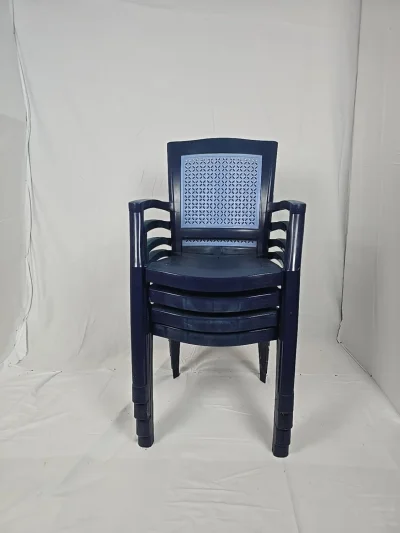 Set of 4 Evolutif French Stackable Garden Armchairs – Vintage Outdoor Chairs on Furnish Well