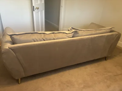 Sofology Large 3-Seater Sofa with Curved Arms & Gold Leg Detail — image 7