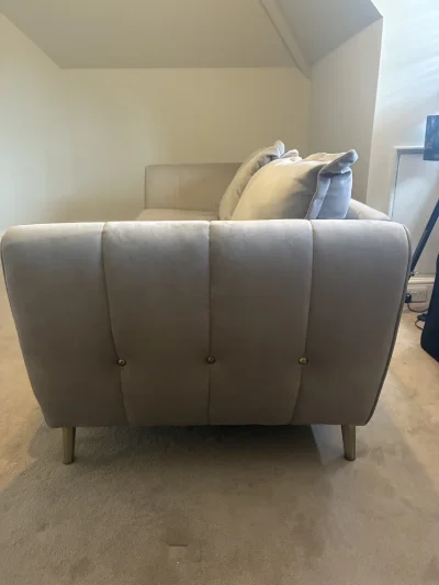 Sofology Large 3-Seater Sofa with Curved Arms & Gold Leg Detail — image 3