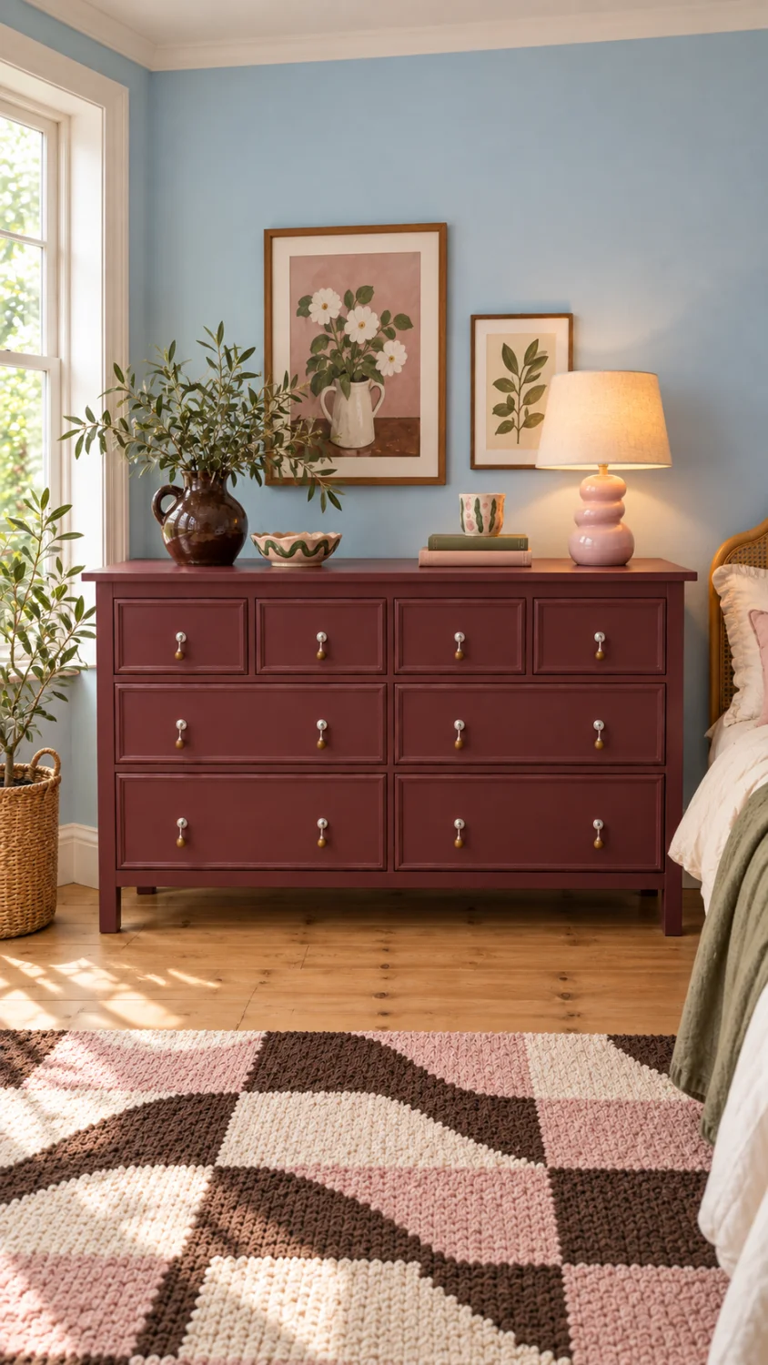 Burgundy Chest of Drawers