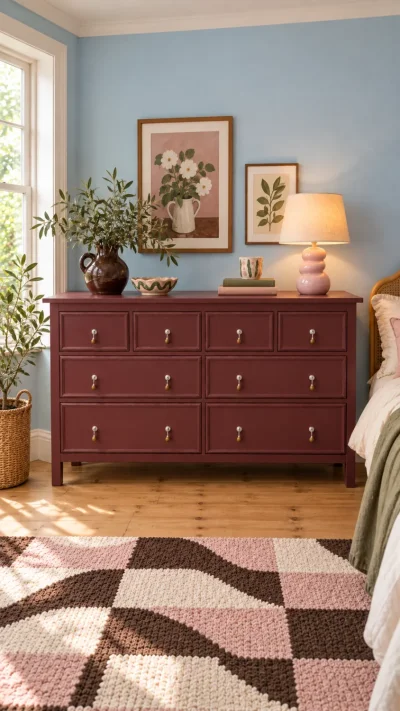 Burgundy Chest of Drawers on Furnish Well