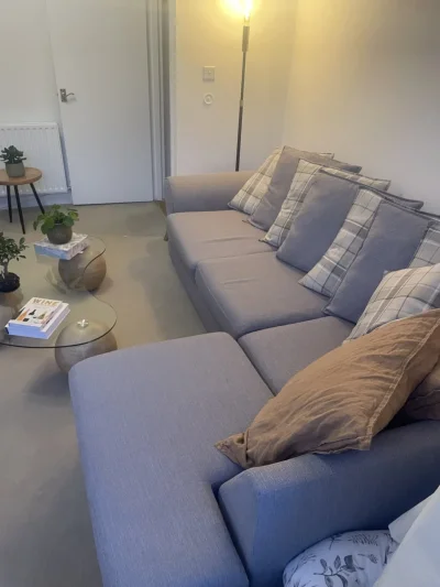 Grey fabric corner sectional sofa with generous left-hand chaise lounge — image 2