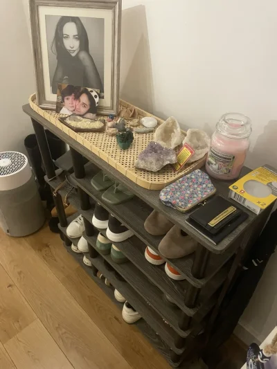 Dark Grey Wood-Effect Five-Tier Shoe Storage Rack with Top Shelf — image 5