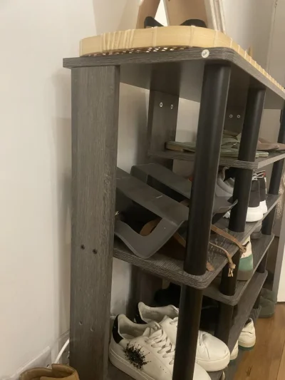 Dark Grey Wood-Effect Five-Tier Shoe Storage Rack with Top Shelf — image 3