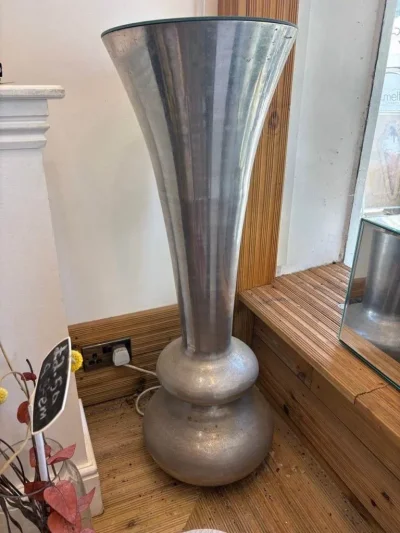 Tall Silver Floor Vase / Stand – Good Condition (2 Available) on Furnish Well