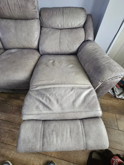 Grey three-seat power reclining sofa with USB charging port — image 4
