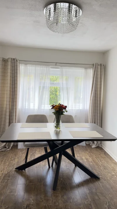 Dining Table and 4 Cream Velvet Dining Chairs – Excellent Condition — image 4