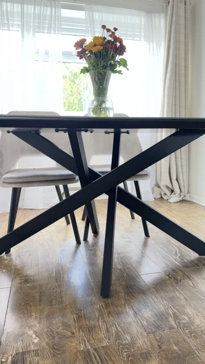 Dining Table and 4 Cream Velvet Dining Chairs – Excellent Condition — image 5