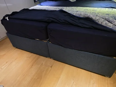Dual electric adjustable divan bed with two mattresses and wired controls — image 2