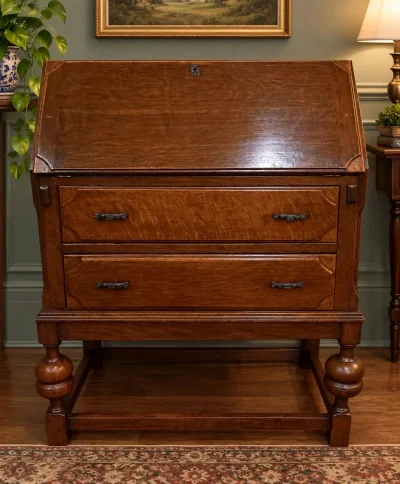 Beautiful Vintage Solid Wood Writing Bureau on Furnish Well