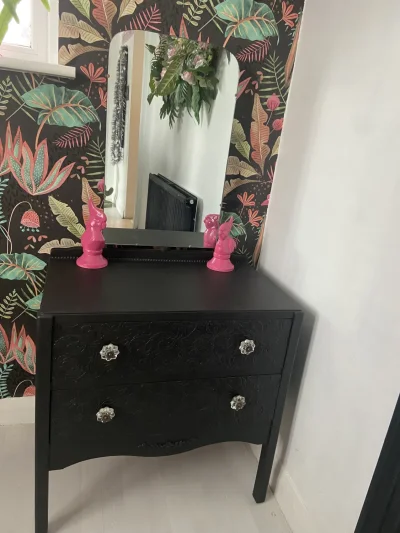 🖤🩷Upcycled black & hot pink dressing table with mirror🩷🖤 on Furnish Well
