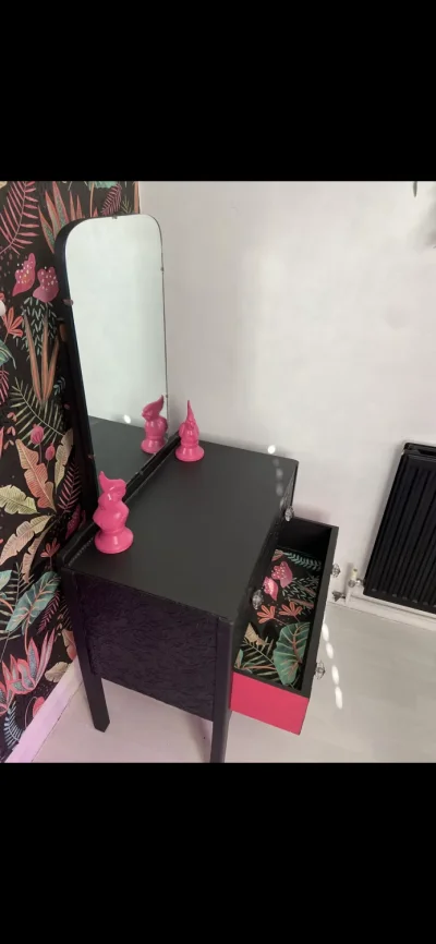 🖤🩷Upcycled black & hot pink dressing table with mirror🩷🖤 — image 3