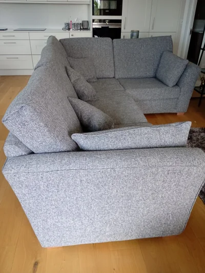 Large Grey Fabric L-Shaped Corner Sofa with Chaise, 290cm Wide — image 4
